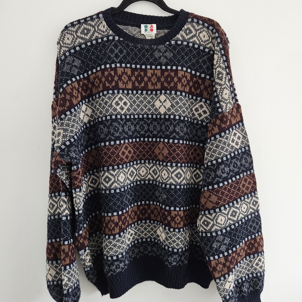 Men's Vintage Patterned Crewneck Sweater